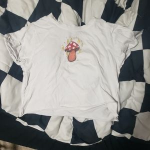 indie upcycled mushroom cropped shirt
